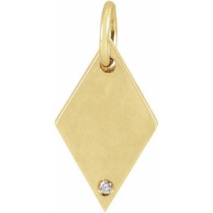 14K Yellow .0025 CT Natural Diamond Rhombus Pendant - BN & CO JEWELRY