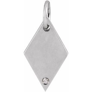 14K White .0025 CT Natural Diamond Rhombus Pendant - BN & CO JEWELRY