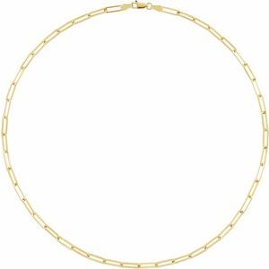 18K Yellow Gold-Plated Sterling Silver 3.85 mm Elongated Flat Link 16" Chain - BN & CO JEWELRY