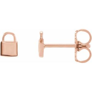 14K Rose Petite Lock Earrings - BN & CO JEWELRY