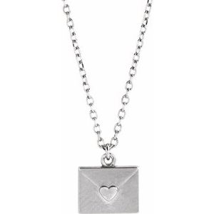 Sterling Silver Heart Envelope 16-18" Necklace - BN & CO JEWELRY