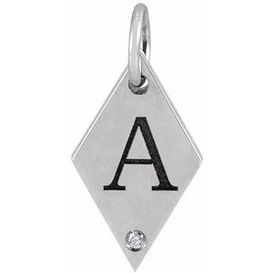 14K White .0025 CT Natural Diamond Rhombus Pendant - BN & CO JEWELRY