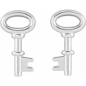 14K White Petite Key Earrings - BN & CO JEWELRY