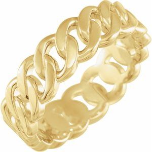 14K Yellow 6.5 mm Chain Link Wedding Band Size 7 - BN & CO JEWELRY