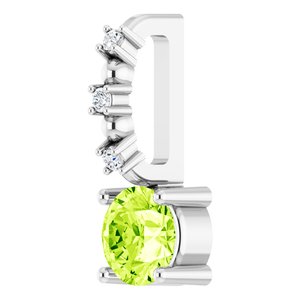 14K White Imitation Peridot & .01 CTW Natural Diamond Charm/Pendant - BN & CO JEWELRY