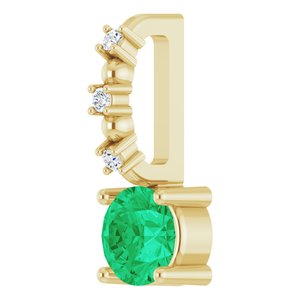 14K Yellow Imitation Emerald & .01 CTW Natural Diamond Charm/Pendant - BN & CO JEWELRY