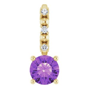 14K Yellow Imitation Amethyst & .01 CTW Natural Diamond Charm/Pendant - BN & CO JEWELRY