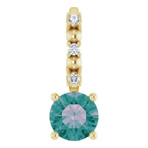 14K Yellow Imitation Alexandrite & .01 CTW Natural Diamond Charm/Pendant - BN & CO JEWELRY