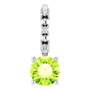 14K White Imitation Peridot & .01 CTW Natural Diamond Charm/Pendant - BN & CO JEWELRY