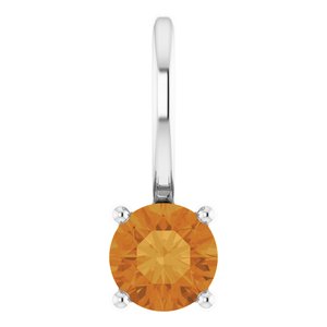 14K White Imitation Citrine Solitaire Charm/Pendant - BN & CO JEWELRY