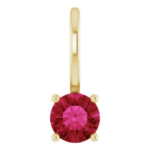 14K Yellow Imitation Ruby Solitaire Charm/Pendant - BN & CO JEWELRY