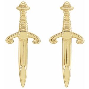 14K Yellow Dagger Earrings - BN & CO JEWELRY