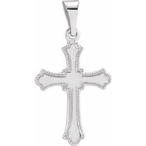 14K White 15x11 mm Cross Pendant - BN & CO JEWELRY