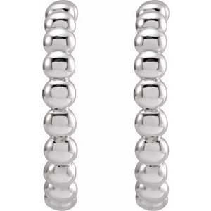 Sterling Silver 17 mm Beaded Hoop Earrings - BN & CO JEWELRY