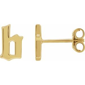 14K Yellow Single Gothic Initial B Earring - BN & CO JEWELRY