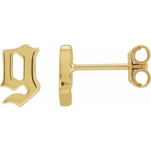 14K Yellow Single Gothic Initial G Earring - BN & CO JEWELRY