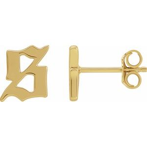 14K Yellow Single Gothic Initial S Earring - BN & CO JEWELRY