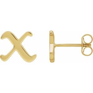 14K Yellow Single Gothic Initial X Earring - BN & CO JEWELRY