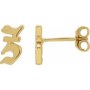 14K Yellow Single Gothic Initial Z Earring - BN & CO JEWELRY