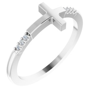 Sterling Silver .025 CTW Diamond Stackable Sideways Cross Ring - BN & CO JEWELRY