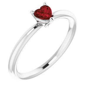 Sterling Silver Natural Mozambique Garnet Heart Solitaire Ring - BN & CO JEWELRY