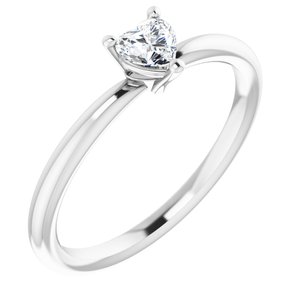 Sterling Silver Natural White Sapphire Heart Solitaire Ring - BN & CO JEWELRY