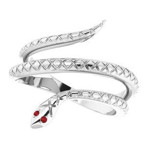 Sterling Silver Natural Mozambique Garnet Snake Ring - BN & CO JEWELRY