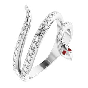 Sterling Silver Natural Mozambique Garnet Snake Ring - BN & CO JEWELRY