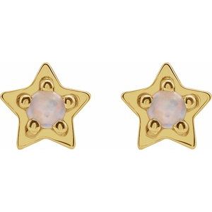 14K Yellow Natural White Opal Petite Star Earrings - BN & CO JEWELRY