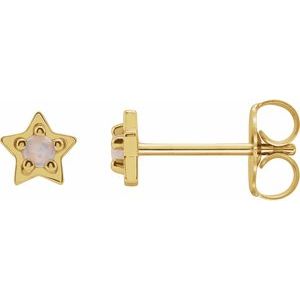 14K Yellow Natural White Opal Petite Star Earrings - BN & CO JEWELRY