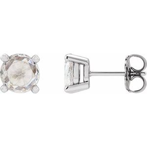 14K White 1/4 CTW Rose-Cut Natural Diamond Stud Earrings - BN & CO JEWELRY