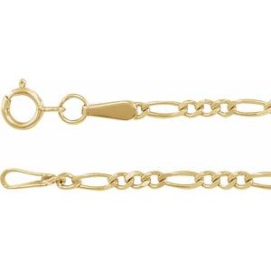 14K Yellow 1.9 mm Diamond-Cut Figaro Chain 7" Bracelet - BN & CO JEWELRY