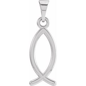 14K White 20x7 mm Ichthus (Fish) Pendant - BN & CO JEWELRY