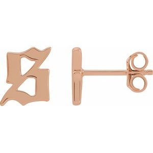 14K Rose Single Gothic Initial S Earring - BN & CO JEWELRY