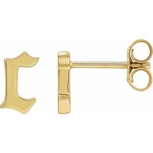 14K Yellow Single Gothic Initial C Earring - BN & CO JEWELRY