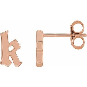 14K Rose Single Gothic Initial K Earring - BN & CO JEWELRY