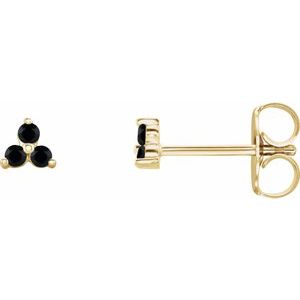 14K Yellow Natural Black Spinel Three Stone Earrings - BN & CO JEWELRY