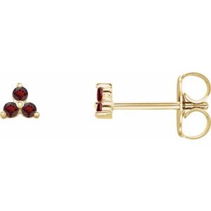 14K Yellow Natural Mozambique Garnet Three Stone Earrings - BN & CO JEWELRY