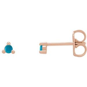 14K Rose 2 mm Round Natural Turquoise Earrings - BN & CO JEWELRY