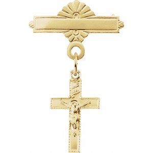 14K Yellow Crucifix Baptismal Pin - BN & CO JEWELRY