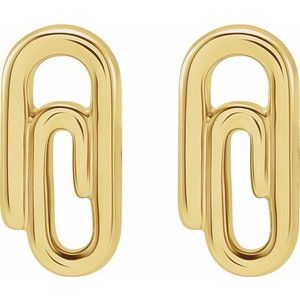 14K Yellow Paperclip Earrings - BN & CO JEWELRY