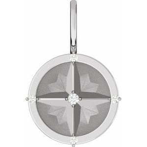 Sterling Silver .03 CTW Natural Diamond Compass Charm/Pendant - BN & CO JEWELRY