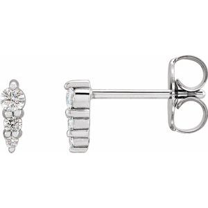 14K White 1/10 CTW Natural Diamond Three-Stone Graduated Bar Earrings - BN & CO JEWELRY