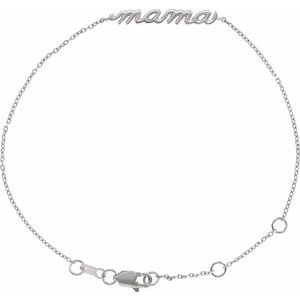 14K White Mama 6 1/2-7 1/2" Bracelet - BN & CO JEWELRY