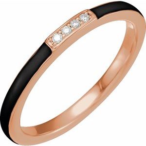 14K Rose .03 CTW Natural Diamond & Black Enamel Stackable Ring - BN & CO JEWELRY