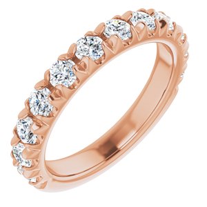 14K Rose 1 CTW Natural Diamond French-Set Matching Band - BN & CO JEWELRY