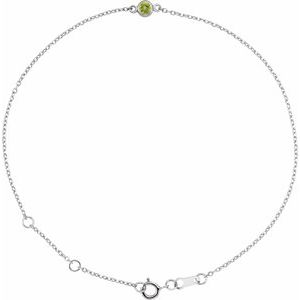 Sterling Silver Natural Peridot Bezel-Set Solitaire 6 1/2-7 1/2" Bracelet - BN & CO JEWELRY