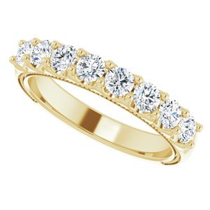 14K Yellow 1 CTW Natural Diamond Milgrain Anniversary Band - BN & CO JEWELRY