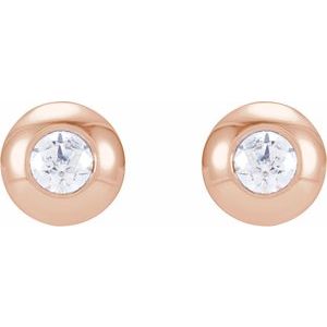 14K Rose .06 CTW Natural Diamond Domed Bezel-Set Earrings - BN & CO JEWELRY