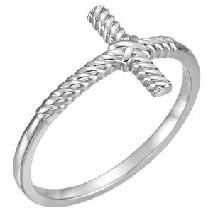 Continuum Sterling Silver Rope Sideways Cross Ring - BN & CO JEWELRY